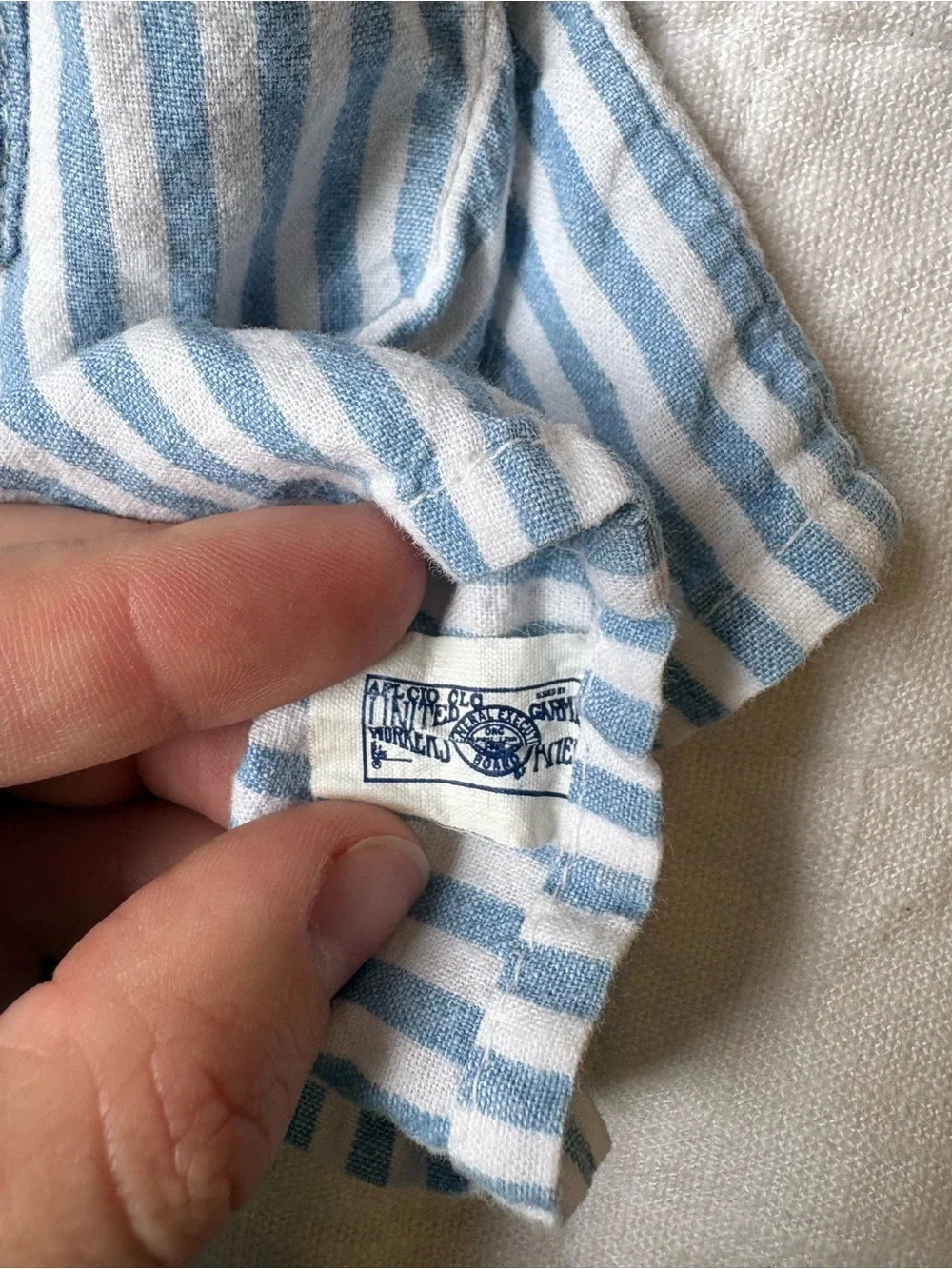 Vintage OshKosh Blue & White Striped Long-Sleeve Polo Shirt Baby Boy 12 Months